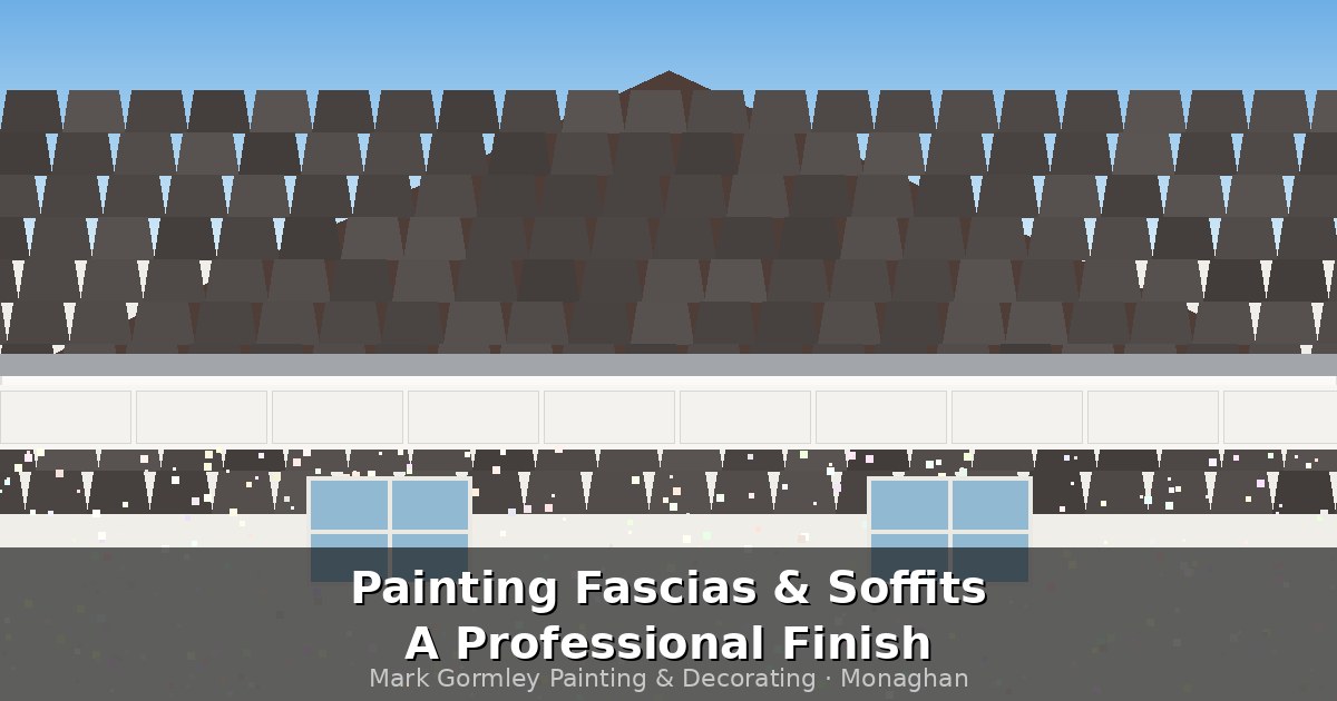 Painter working on fascias and soffits on a house in Co Monaghan Ireland